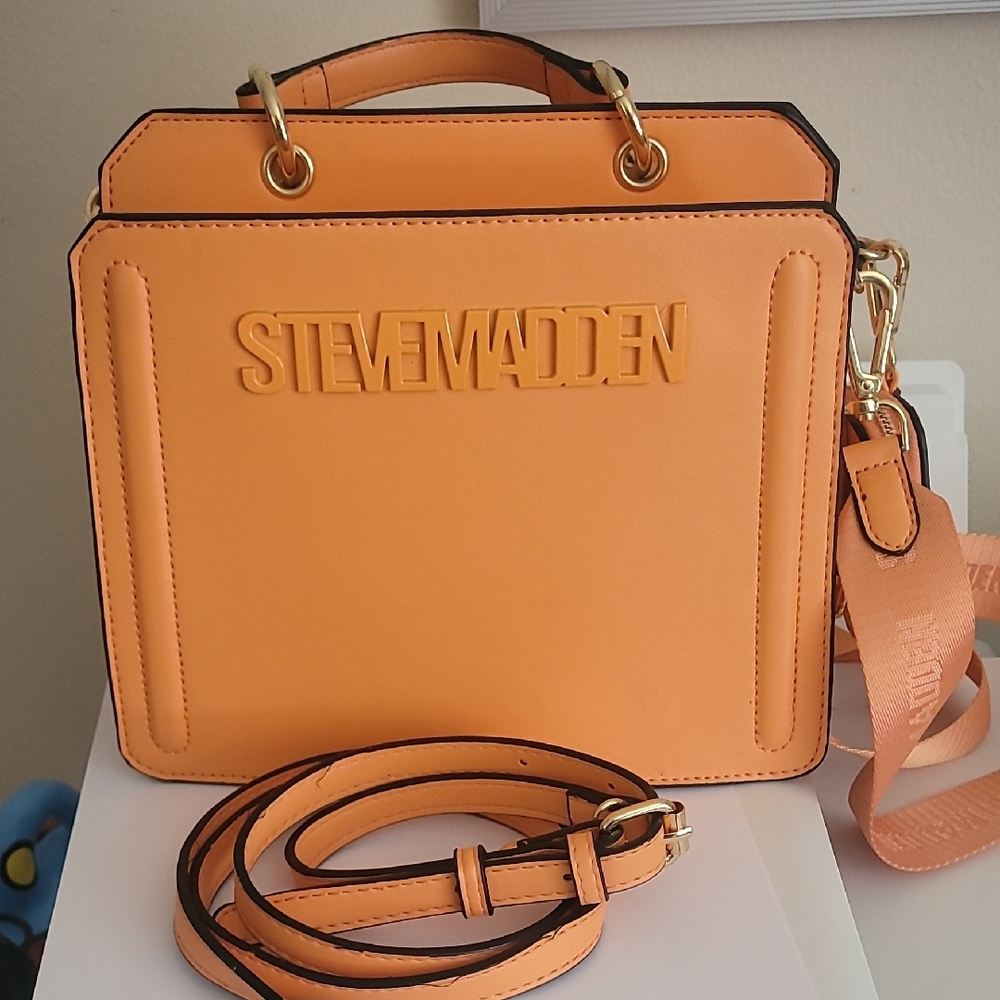 Steve Madden Tangerine Structured Logo Crossbody Bag